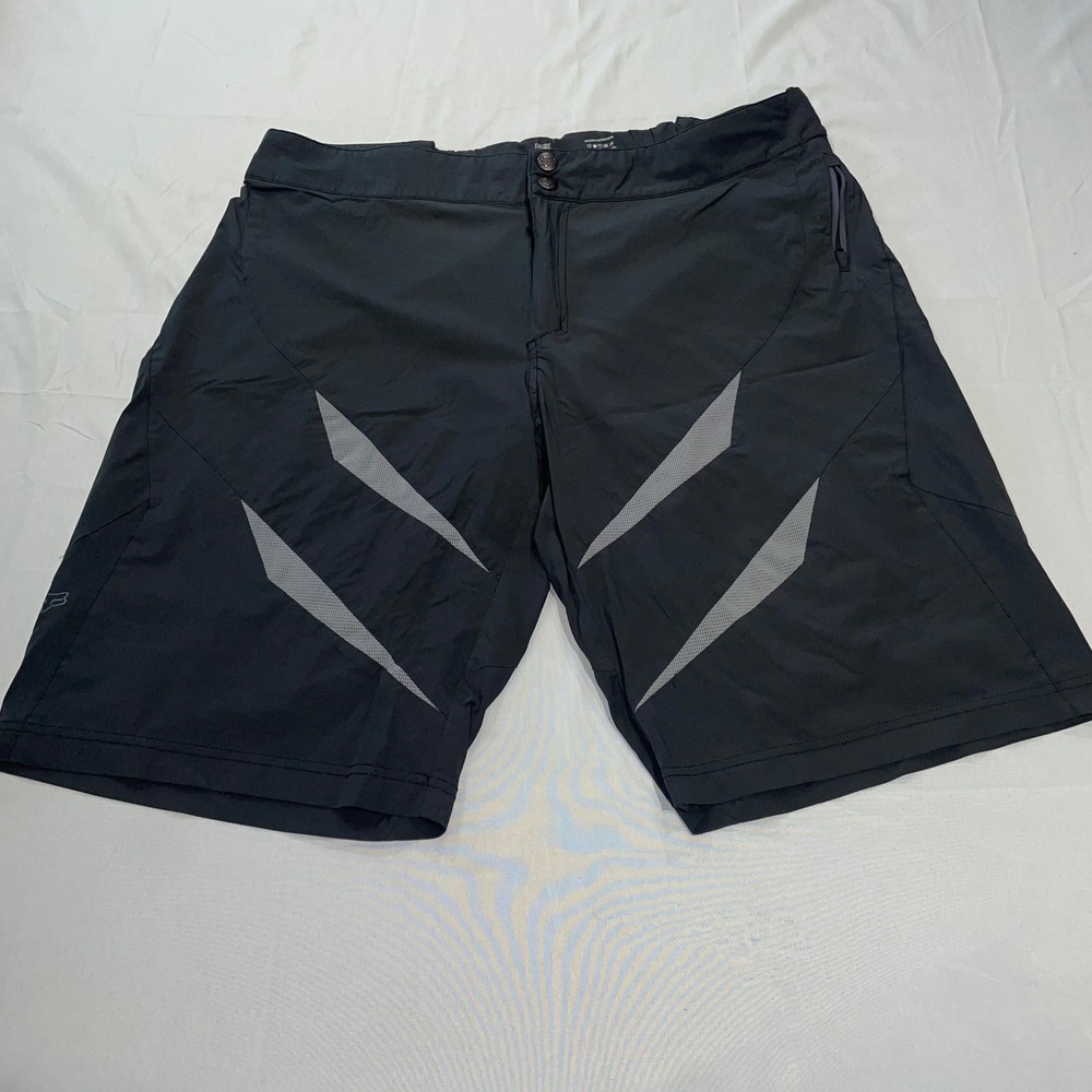 Fox Racing Mens MTB Shorts Black Grey Mesh Ventilated Mountain Bike Size 38